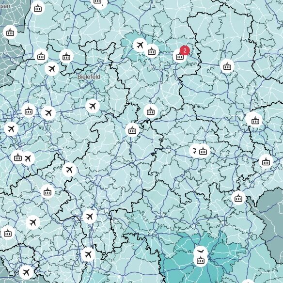 Logisplorer® Heatmap mit Fokus auf Mitteldeutschland